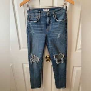 AGOLDE Sophie Crop in Spell Distressed High Rise Skinny Jeans SZ 26